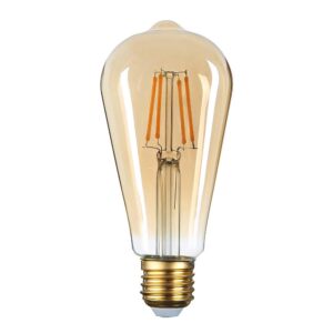 Три Led СВЕЌИ ST64 8W 700Lm 2500K E27 220-240V ЗЛАТНО СТАКЛО – ДИМАБИЛНА (3 сијалици)